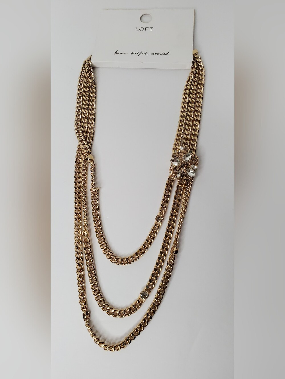 LOFT Necklace Gold Tone W/Rhinestones NWT